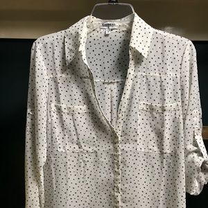 Black and white button down blouse